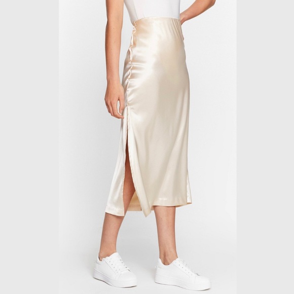 Nasty Gal Dresses & Skirts - ⭐️Sleek Satin Split Skirt in Champagne